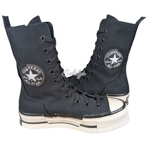 Converse Chuck 70 XHI Platform Calf Extra High Zip Sneaker Black White Women 7.5